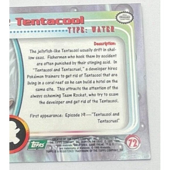 Tentacool Pokemon Card Topps #72 TV Animation Edition Series Green Logo - Picture 4 of 5